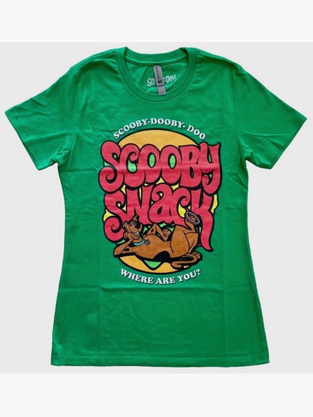 NEW! RETRO VINTAGE STYLE SCOOBY DOO SCOOBY SNACKS SNAX LOGO TEE T-SHIRT XS SMALL